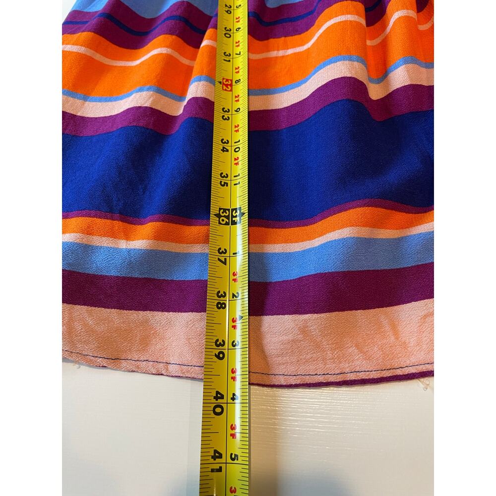Eloquii Striped Mini Dress Sz 22 Tie Neck Tassels Long Balloon Sleeves Colorful - Picture 10 of 10